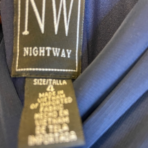 Night Way Collections Ruched Blue Sleeveless Gown - Picture 5 of 5